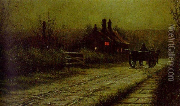 Returning Home At Midnight Oil Painting - Arthur E. Grimshaw