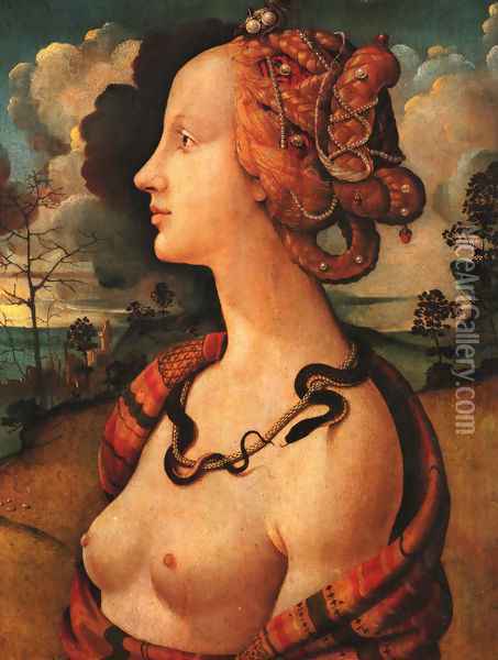 Portrait of Simonetta Vespucci c. 1480 Oil Painting - Piero Di Cosimo