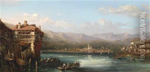 Swiss Seascape Oil Painting - Charles Euphrasie Kuwasseg