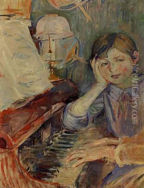 Julie Listening Oil Painting - Berthe Morisot