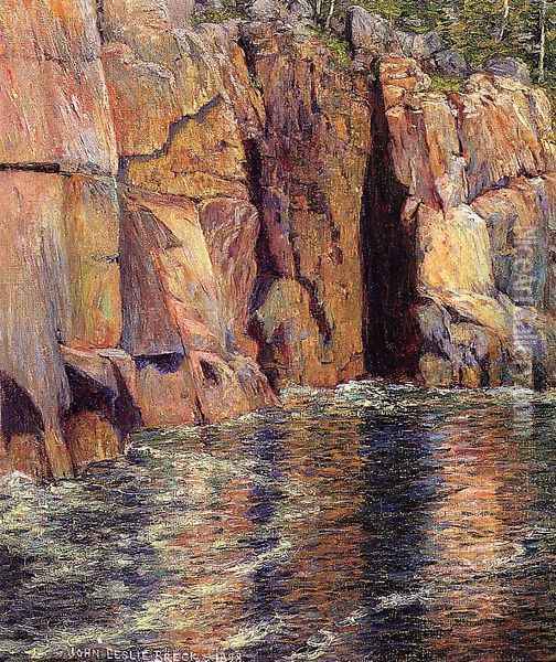 The Cliffs at Ironbound Island, Maine Oil Painting - John Leslie Breck