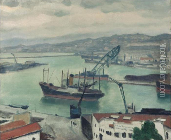 Cargo Dans Le Port Oil Painting - Albert Marquet