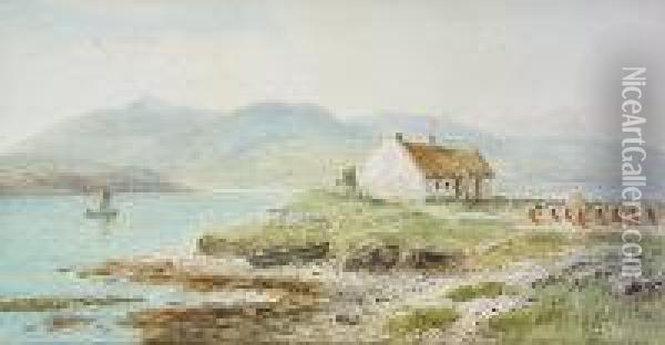 Pat Gallaghers Cottage Achill Sound Oil Painting - Alexander Williams