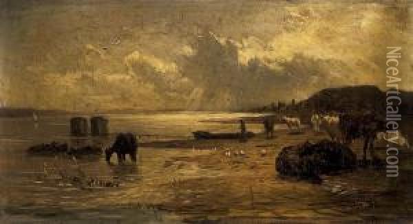 Shore Of Balaton Oil Painting - Jozsef Molnar