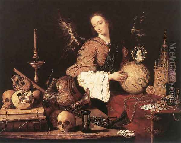 Allegory c. 1654 Oil Painting - Antonio de Pereda