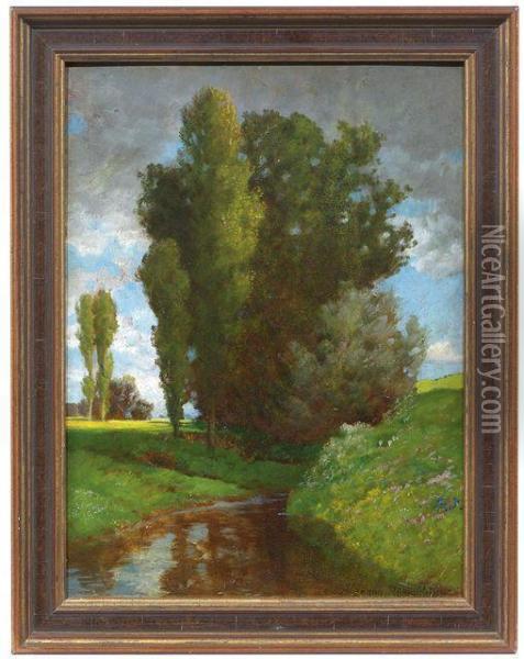 Sommerlicher Wiesenbach Oil Painting - Hermann Traugott Rudisuhli