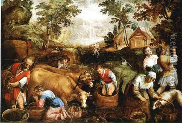 L'automne Ou Les Vendanges Oil Painting - Jacopo dal Ponte Bassano