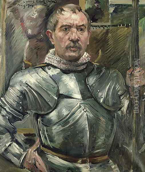 Self portrait in armour, 1914 Oil Painting - Lovis (Franz Heinrich Louis) Corinth
