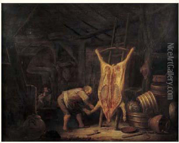 Le Cochon Ecorche Oil Painting - Frans, Francois Ryckhals