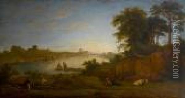 A Prospect Of Chester And The River Dee From The South West Oil Painting - John Glover