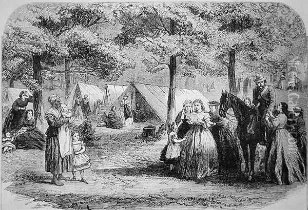 Southern refugees encamped in the woods near Vicksburg, from The Illustrated London News, 29th August 1863 Oil Painting - Frank Vizetelly