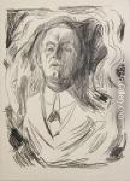 Selvportrett Med Sigar Oil Painting - Edvard Munch
