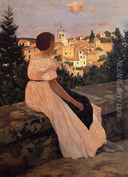 The Pink Dress Oil Painting - Jean Frederic Bazille