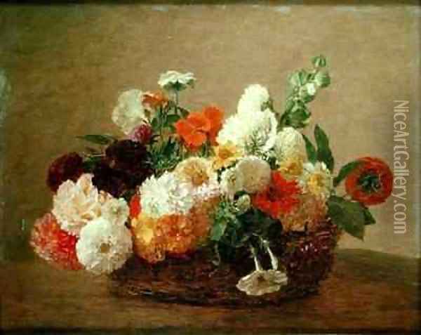 Still life with Flowers Oil Painting - Theodore Fantin-Latour
