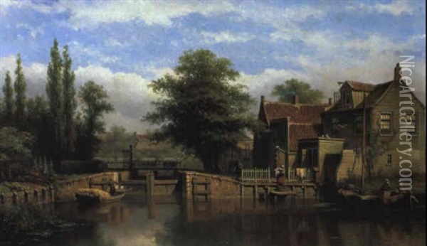 Hollandischer Kanal Oil Painting - Eduard Alexander Hilverdink