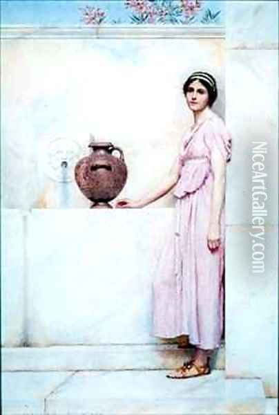 At the Fountain Oil Painting - George Lawrence Bulleid