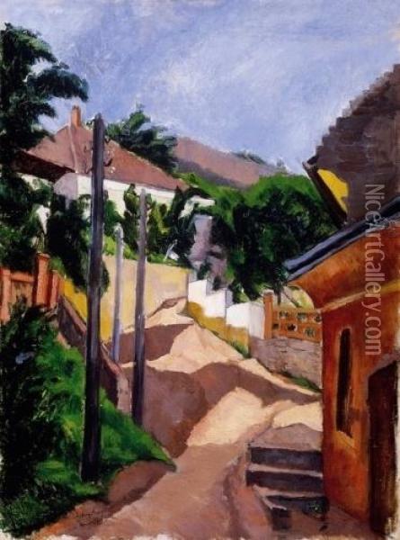 Street In Trencsen Oil Painting - Lajos Tihanyi
