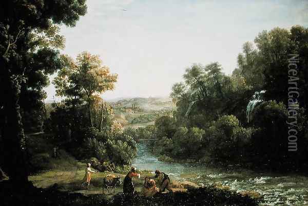 Wooded Landscape with a Brook, 1630 Oil Painting - Claude Lorrain (Gellee)