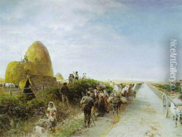 In Der Campagna Romana. Im Hintergrund Die Kuppel Des Petersdomes Oil Painting - Oswald Achenbach