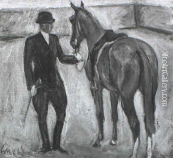 Reiter Mit Pferd Oil Painting - Karl Scheld