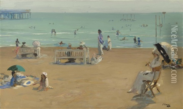 The Bathing Hour, Lido, Venice Oil Painting - John Lavery