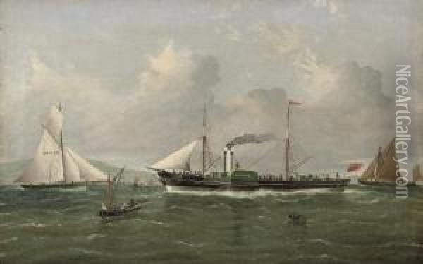 The Pioneering Thames Paddle-steamer 
Margery Oil Painting - John Tudgay