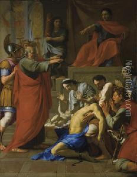 The Miracle Of Saint Paul Oil Painting - Eustache Le Sueur