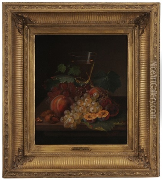 Still Life With Fruit And Wine Glass Oil Painting - George Forster