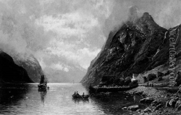 Norwegische Fjordlandschaft Oil Painting - Anders Monsen Askevold