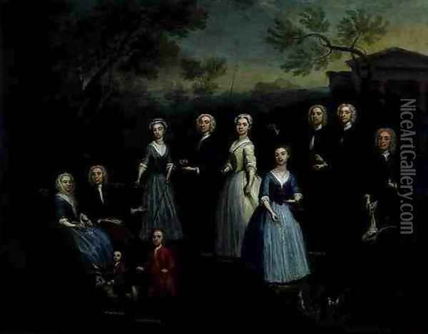 The Russell, Revett and Greenhill Families, 1740s Oil Painting - Charles Phillips