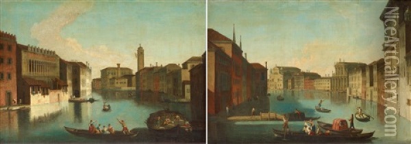Motiv Fran Venedig (pair) Oil Painting - Giovanni Richter