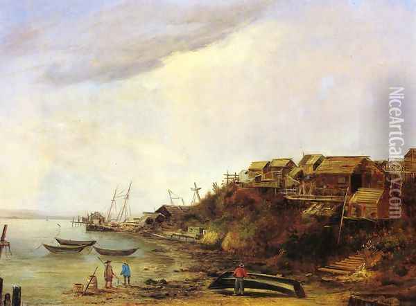 Chinese Fishing Village Oil Painting - Frederick A. Butman