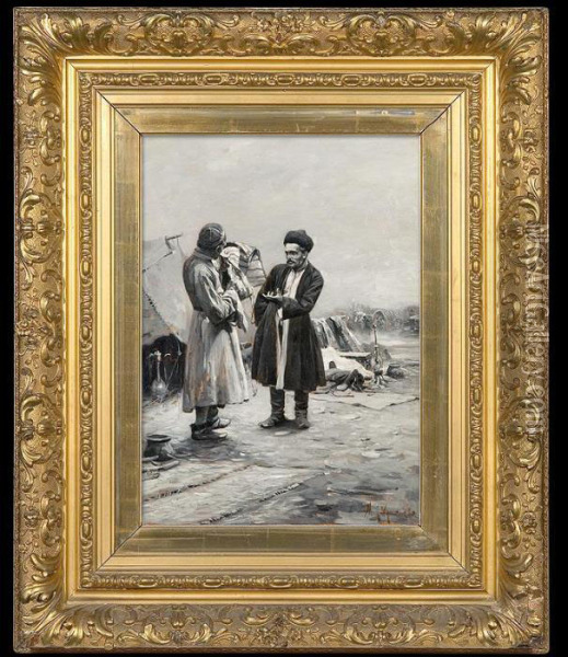 Carpet Sellers Oil Painting - Michael Gorstkin Wywiorski
