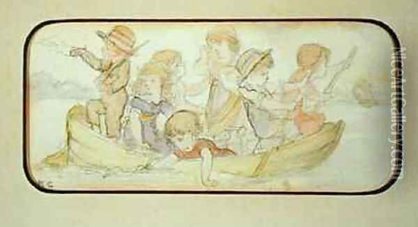 Seven Children in a Boat Oil Painting - Kate Greenaway