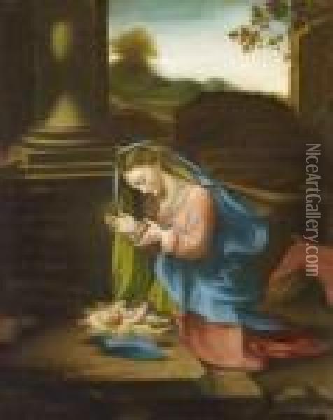 L'adoration De L'enfant Jesus Oil Painting - Correggio, (Antonio Allegri)
