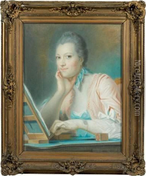 Portrait De Madame De La Poupliniere Oil Painting - Raphael Bouquet