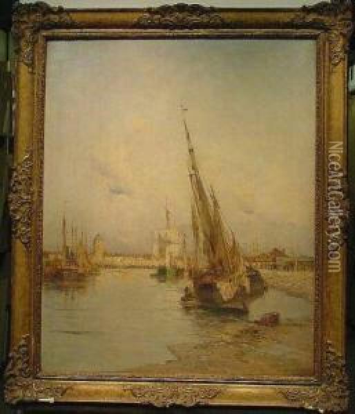 Harbor Scene Oil Painting - Clara Montalba