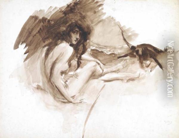 Nudo Femminile Seduto Oil Painting - Giovanni Boldini