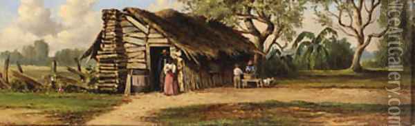 Cabin with thatched roof Oil Painting - William Aiken Walker