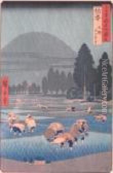 Distant View Of Mt. Oyama Oil Painting - Utagawa or Ando Hiroshige