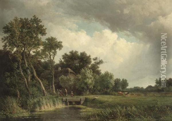 Summer Idyl Oil Painting - Jan Willem Van Borselen