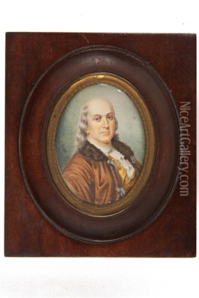 Portriat Of An Elderly Man Resembling Ben Franklin Oil Painting - Andre Pujos