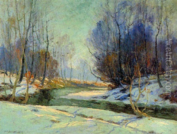 Winter Along The Whitewater River Oil Painting - George Herbert Baker