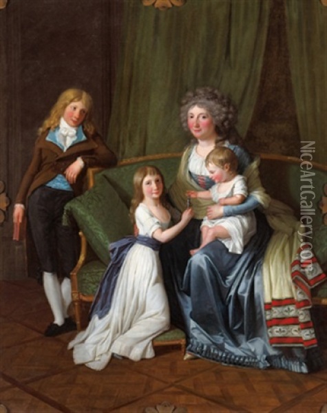 Bildnis Einer Mutter Mit Drei Kindern Oil Painting - Henri-Pierre Danloux