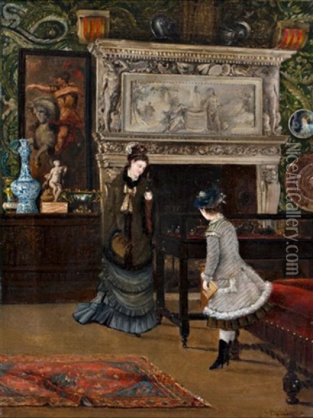 Interior Oil Painting - Clemente Pujol de Gustavino