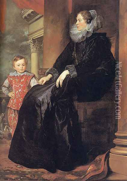 Genoese Noblewoman with her Son 1626 Oil Painting - Sir Anthony Van Dyck