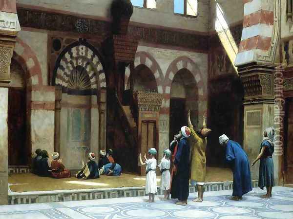 Prayer in the Mosque of Caid Bey, in Cairo Oil Painting - Jean-Leon Gerome