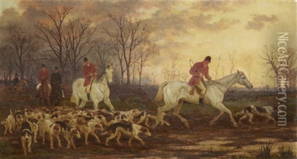 Setting Out (+ The Return; Pair) Oil Painting - William H. Hopkins