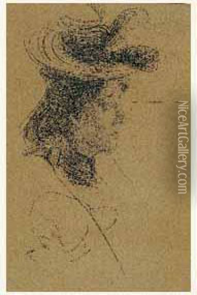 Femme Au Chapeau Et Etude De Visage Oil Painting - Giovanni Boldini