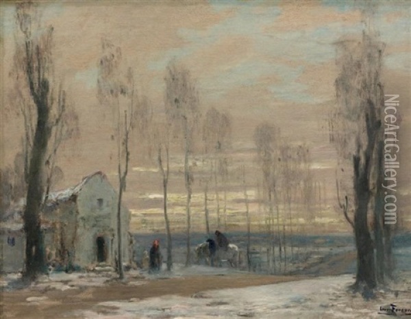 Cavalier Sous La Neige Oil Painting - Henri-Louis Foreau